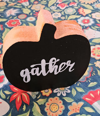 Pumpkin hand Painted, Boo/Gather, 5.25x5.25", RSV|104521