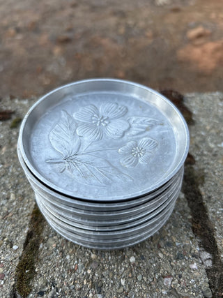 JP Set of 8 Stede Dogwood vintage hammered aluminum coasters