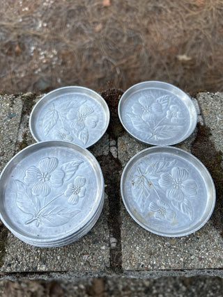 JP Set of 8 Stede Dogwood vintage hammered aluminum coasters