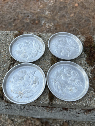 JP Set of 8 Stede Dogwood vintage hammered aluminum coasters