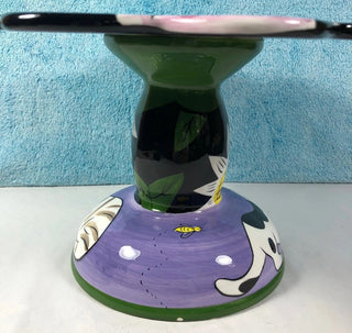 Vintage Rare Groovy Dog & Cat By Chaleur 12" Ceramic Cake stand dessert plate #62 VV MTS