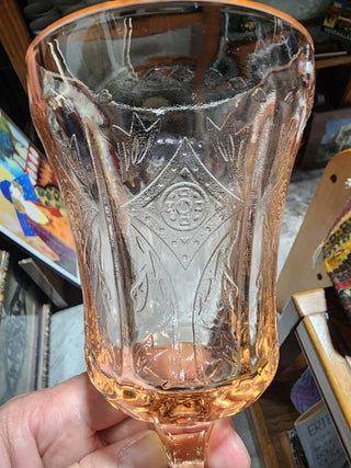 AY Vtg Pink Indiana Federal Glass Madrid Goblet|62905