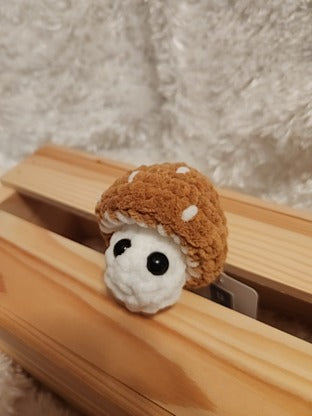 Mushroom Fidget Popper: Crocheted dark yellow, cream colored