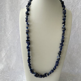 beaded necklace, blue sodalite chips RSV