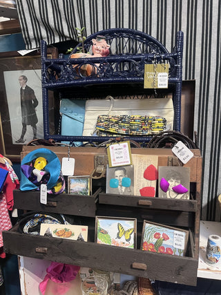 SHELF: Vintage Rattan Blue Wall Shelf MTS Booth 67|93181