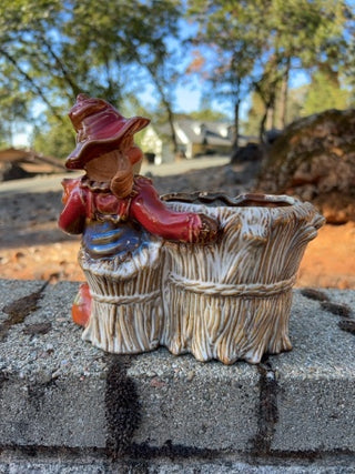vintage ceramic scarecrow planter