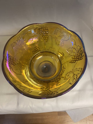 Indiana Marigold carnival glass pedestal bowl rcd|75257