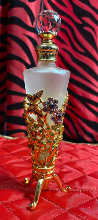 Perfume Bottle - Decorative Glass with Gold Tone Metal|51538