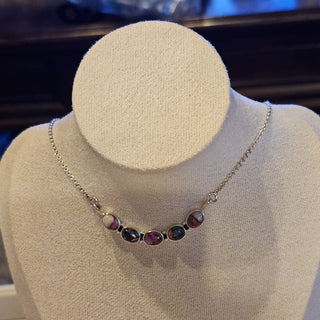 .925 pink/blue dahlia 19 "necklace|89122