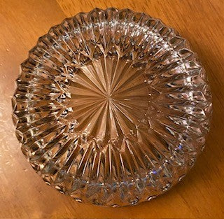 1950s Cut Glass Bowl, Silver Rim
