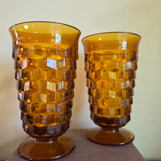 Indiana Glass - Amber Cubist Glass Tumblers (Set of 2)