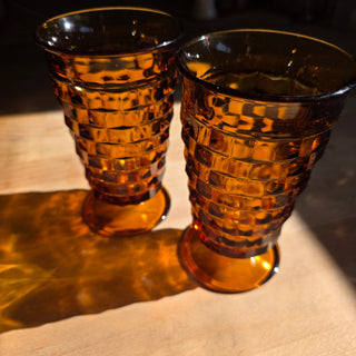 Indiana Glass - Amber Cubist Glass Tumblers (Set of 2)
