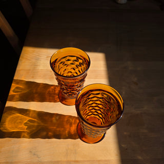Indiana Glass - Amber Cubist Glass Tumblers (Set of 2)