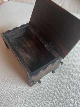 Vintage rustic hardwood trinket box jewelry