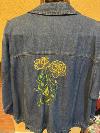 Embroidered jacket. Size 2-3X. yellow rose #SM RCD|67541