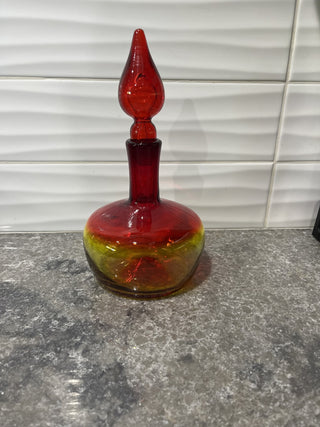 MCM Handblown Amberina Decanter, Flame Stopper RSV|66488