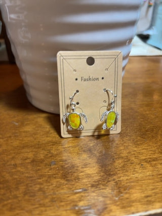 LM ~ Turtle Earrings Silver Yellow