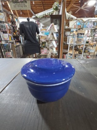 Emile Henry COBALT Blue POTTERY CERAMIC BUTTER Bell POT Made in France