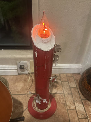 Vintage Large holiday candle metal with  light flickers #47 VV MTS|127876