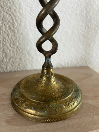 Brass etched barley twist candle holder RSV|109161