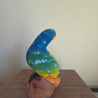 Tropical Parrot Wood Figurine