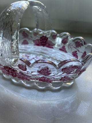 Vtg. Westmoreland Glass oval basket in the Paneled Grape pattern