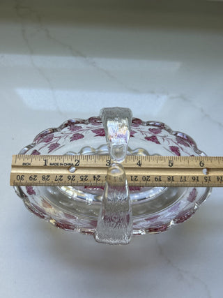Vtg. Westmoreland Glass oval basket in the Paneled Grape pattern