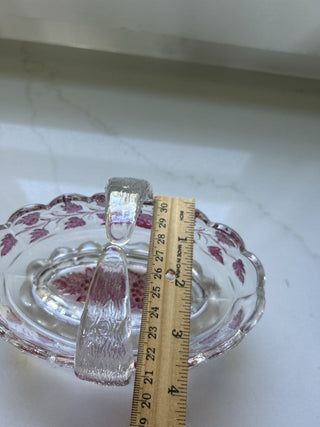 Vtg. Westmoreland Glass oval basket in the Paneled Grape pattern