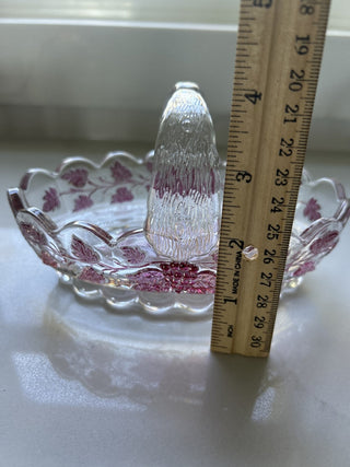 Vtg. Westmoreland Glass oval basket in the Paneled Grape pattern