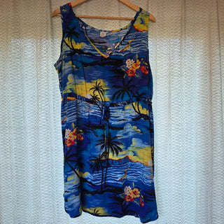 SALE - Palmwave Hawaii | Blue Tropical Palms Dress (XL)