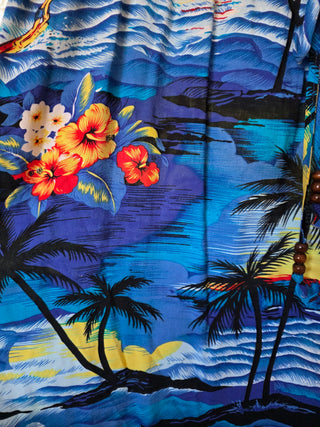 SALE - Palmwave Hawaii | Blue Tropical Palms Dress (XL)