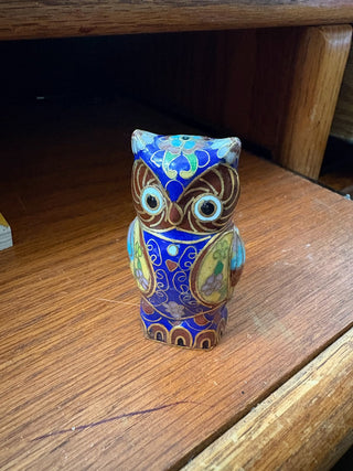 Vtg. Chinese Cloisonné Owl figurine - Franklin Mint "Collector's treasury of owls"