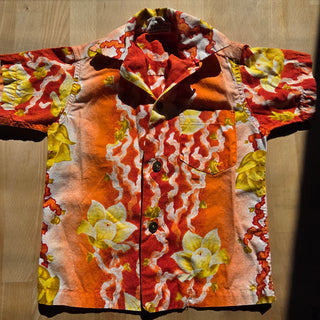 SALE - Boy's - Hawaiian Surf Orange Button Up  Shirt (2-3 yrs)