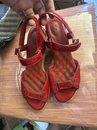 Softwalk Soft walk San Marino Red Patent Wedge Sandals Shoes #63 VV MTS|109055
