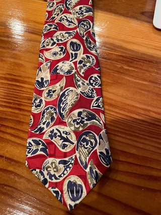 Hickey-Freeman Red Paisley 100% Silk Tie-MTS|113768