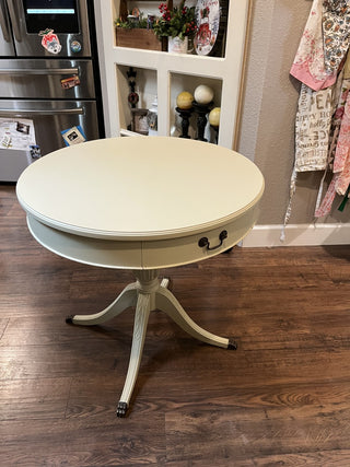Mid Century Modern Mersman Round Drum Table Chalk Painted RCD|132581
