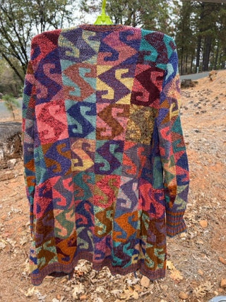 JP Peruvian Connection Kaffe Fassett open-front art-to-wear cardigan sweater Size L