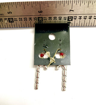 Silver drop dangle Christmas candy cane earrings|131175