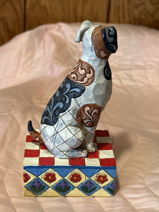 Jim Shore "Terry" Dog on block. #SM  RCD|89176