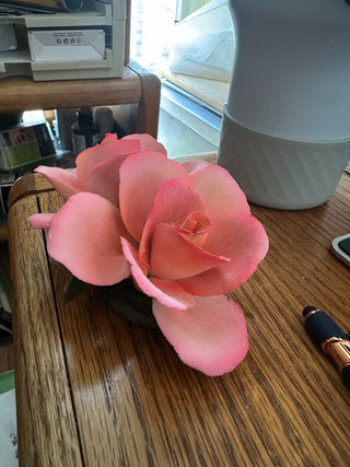 Capodimonte Italian Handmade Porcelain Pink Roses, 5", RCD|71943