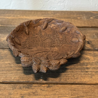Vintage Ornawood Log Cabin Trinket Dish RCD|125527