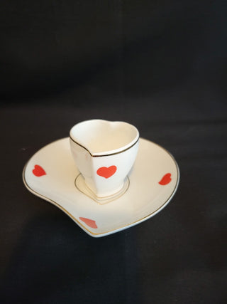 Vtg Coimbra Demitasse Hearts Tea Cup & Saucer RCD
