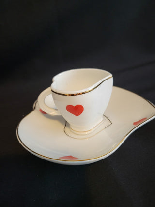 Vtg Coimbra Demitasse Hearts Tea Cup & Saucer RCD