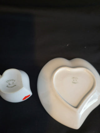 Vtg Coimbra Demitasse Hearts Tea Cup & Saucer RCD