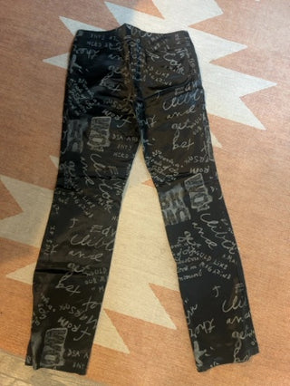 bebe satin graffiti pants. 92A