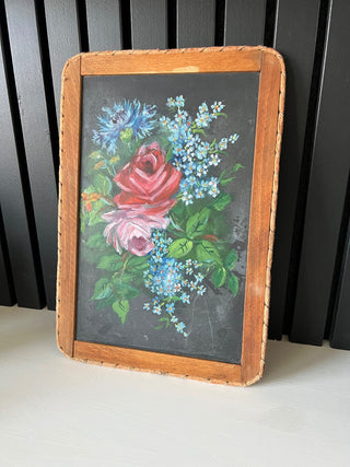 Vintage chalk slate board rose art RSV|121765