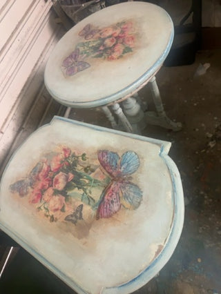 Hand painted Victorian side tables
