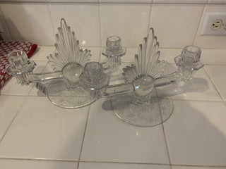 Jd-Vtg Fostoria crystal candlesticks pair MTS|81213