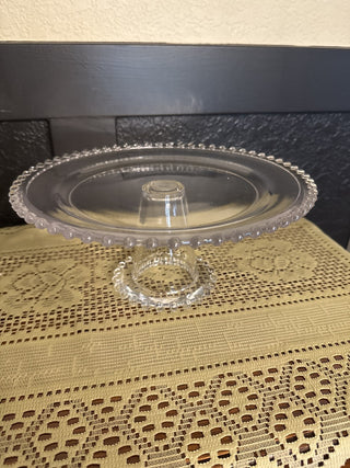 Vintage Candlewick Pedestal Beaded Edge Cake Plate|68454