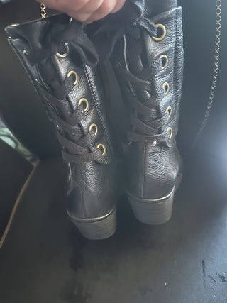 Fly London Womens Yada Boots size 40 Black leather Wedge Platform lace up